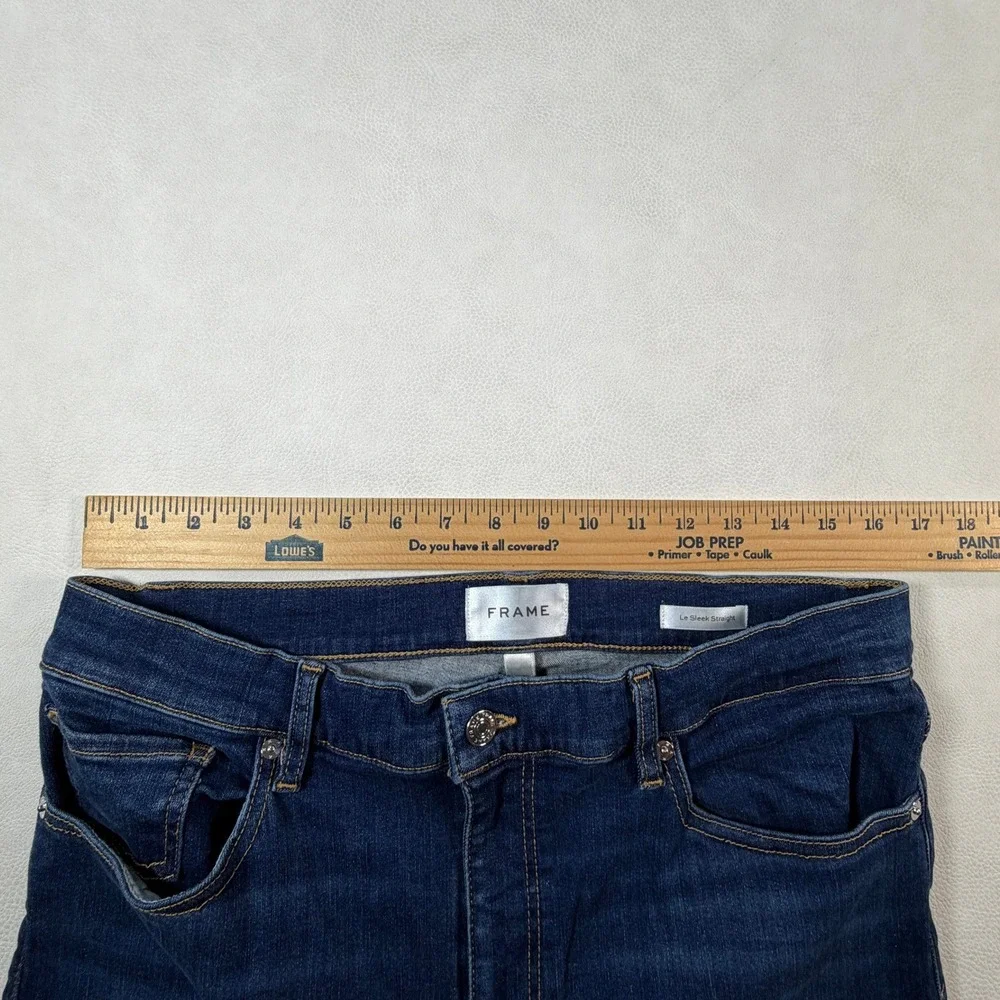 Frame Le Sleek Straight Jeans Womens 34 Malta Dark Wash High Rise MSRP $278